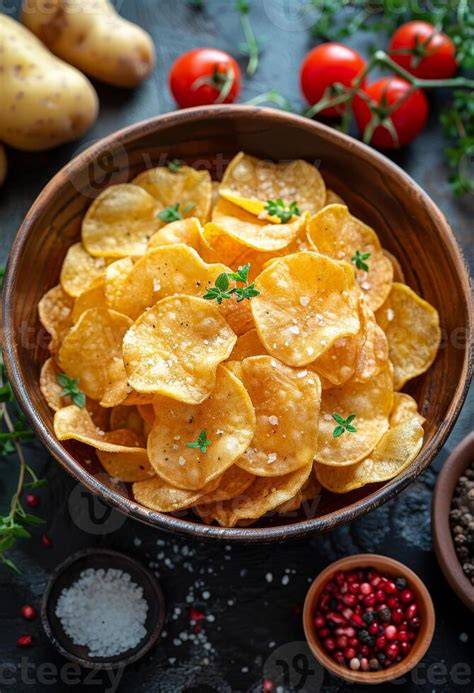 Papas fritas recién horneadas con condimentos