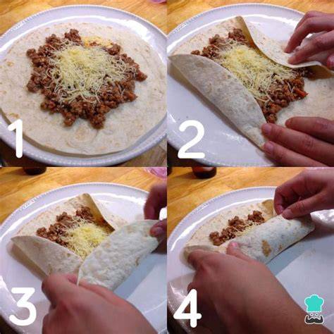 Instrucciones visuales paso a paso para doblar un burrito