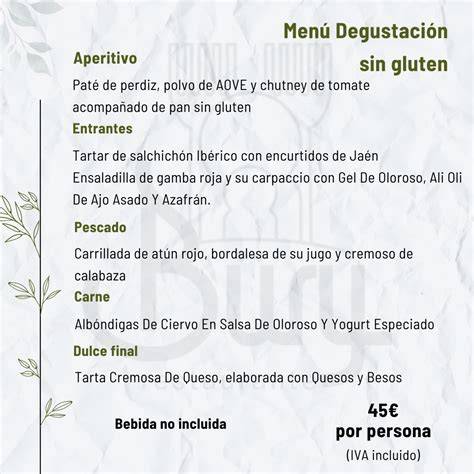 Menú degustación sin gluten