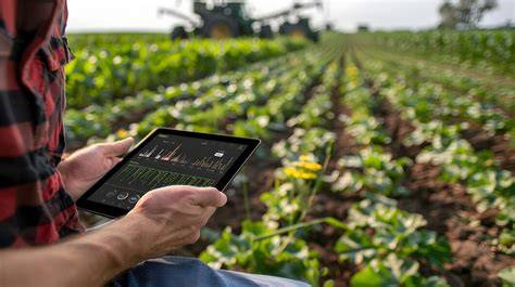 Agricultor utilizando tecnología de precisión para aplicar fungicidas