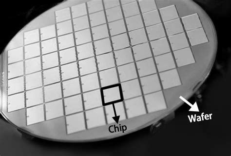 Componentes de una oblea con chips
