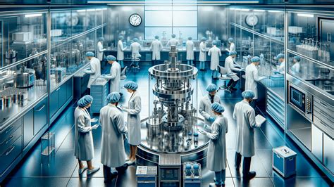 Trabajadores en una sala blanca para fabricación de chips