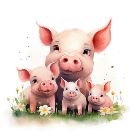 Familia y cerdo