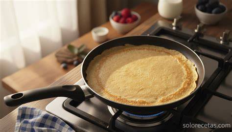 Crepe cocinándose en la sartén