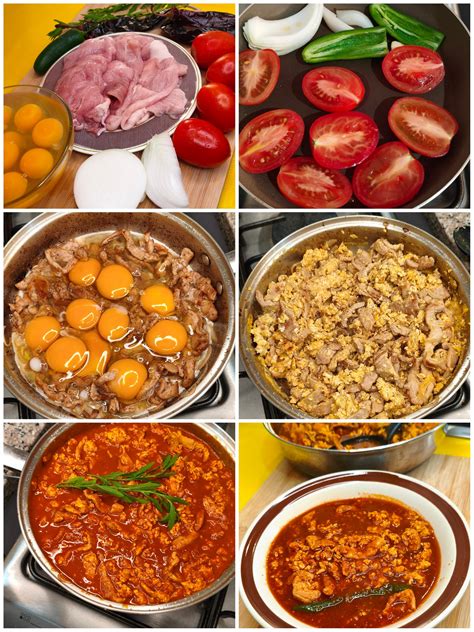 Ingredientes para huevos con carne
