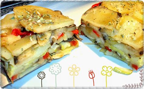 Milhojas de verduras con patata y batata