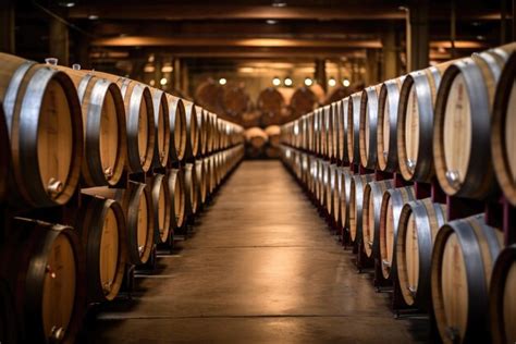 Interior de la bodega Alión con sus barricas de roble