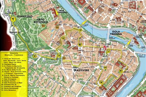 Mapa del barrio de Trastevere en Roma
