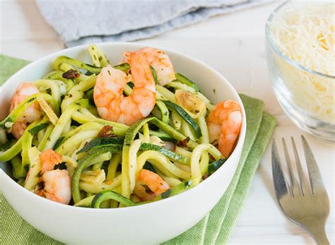 Espaguetis de calabacín con gambas