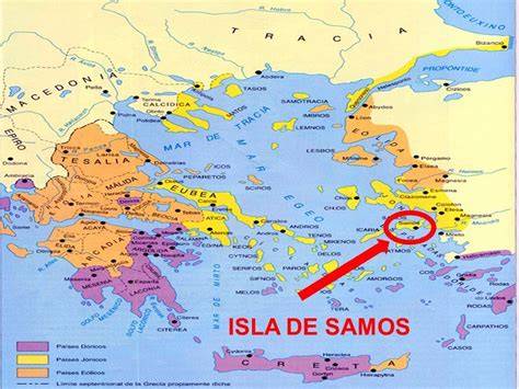 Mapa de la Antigua Grecia mostrando la Isla de Samos