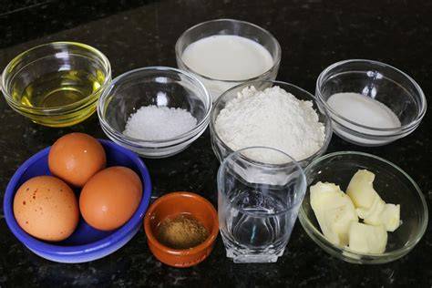 Tabla de ingredientes para buñuelos de viento