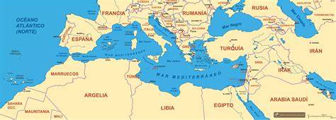 Mapa de la región mediterránea mostrando el origen de Antirrhinum majus