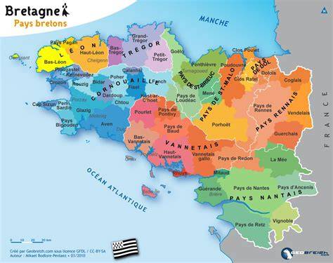 Mapa de Bretaña, Francia