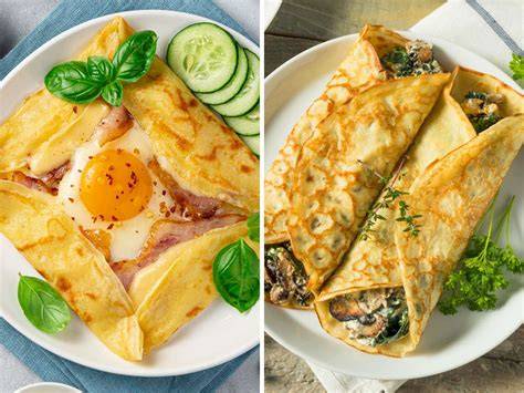 Crepes saladas con diferentes tipos de rellenos