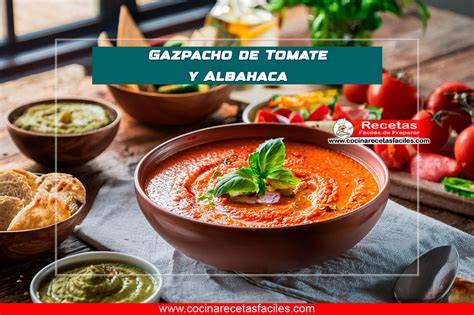 Ingredientes para gazpacho de tomate, queso y albahaca