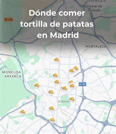 Mapa de restaurantes de tortilla de patatas en Madrid