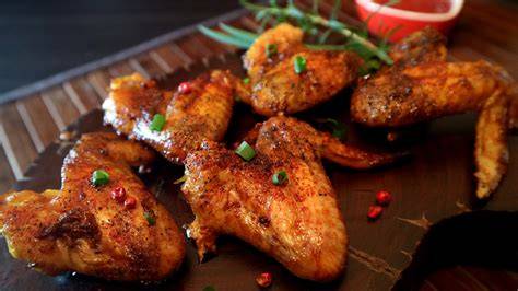 Alitas de pollo marinándose con limón y hierbas