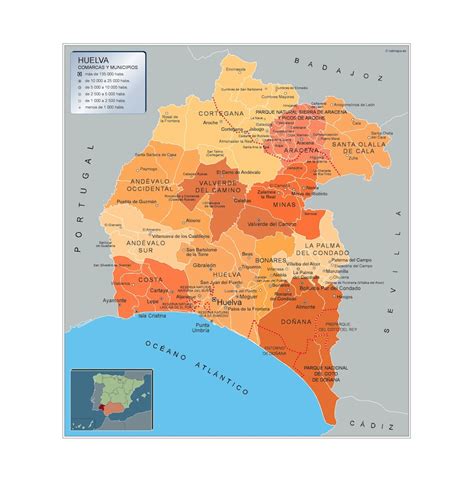 Mapa de los municipios de Huelva que acogen el Campeonato de España