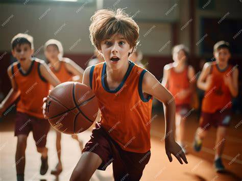 Niños practicando baloncesto en una escuela de verano