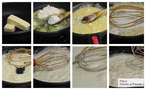 Proceso de preparación de la salsa bechamel espesa