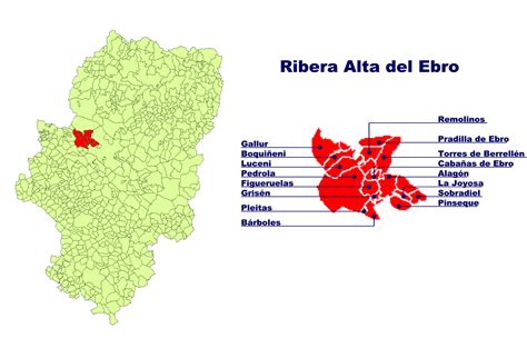 Mapa de la Comarca Ribera Alta del Ebro