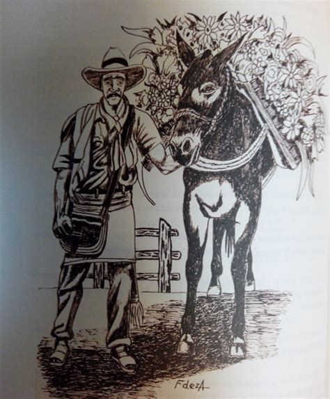 Ilustración antigua de un arriero con su carga