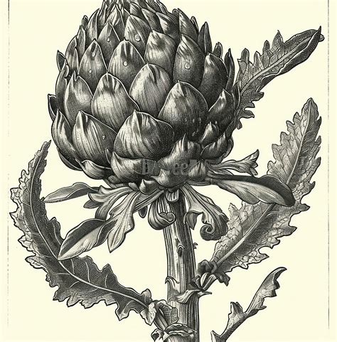 Ilustración botánica de una alcachofa