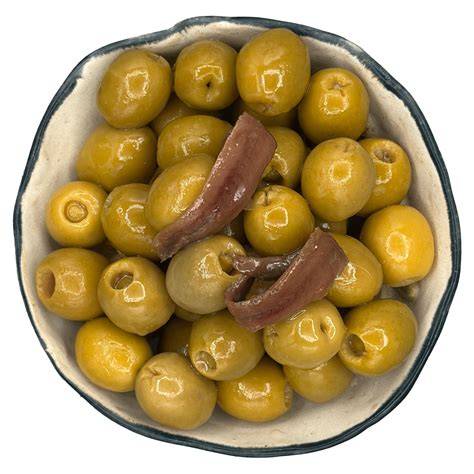 Aceitunas rellenas de anchoa en un plato