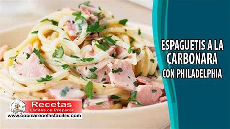 Ingredientes para espaguetis carbonara con Philadelphia