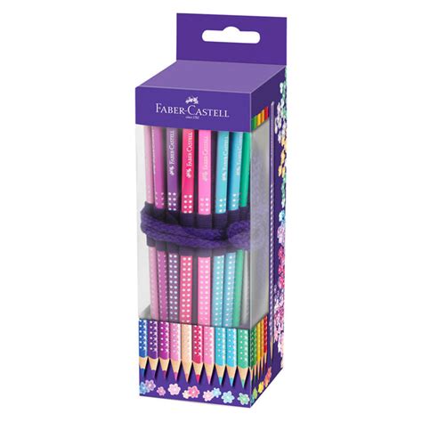 Pluma estilográfica y lápices Sparkle de Faber-Castell con acabado perlado y detalles de purpurina