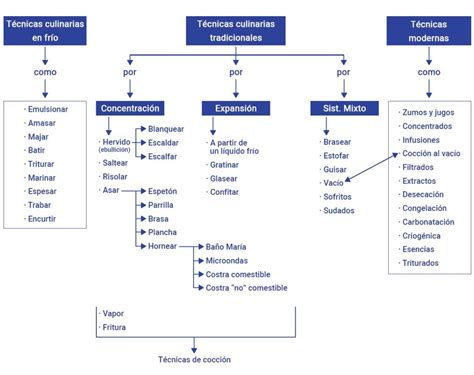 Esquema de las principales técnicas de cocción de la tortilla de patatas