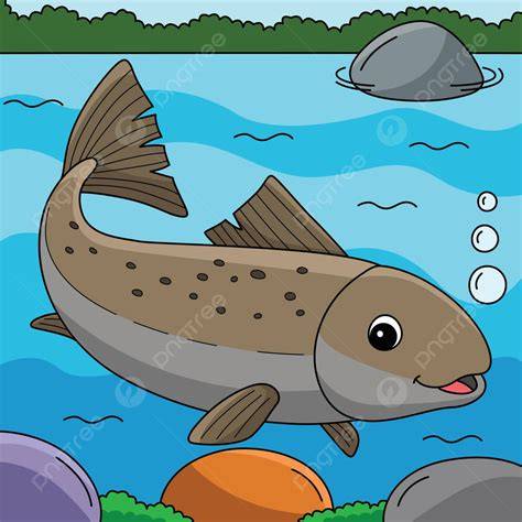 Ilustración de un salmón nadando a contracorriente