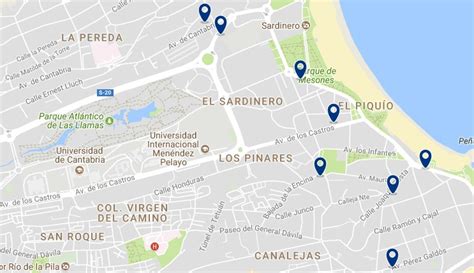 Mapa de El Sardinero con los puntos de interés histórico