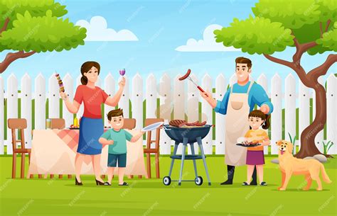 Familia disfrutando de una barbacoa al aire libre