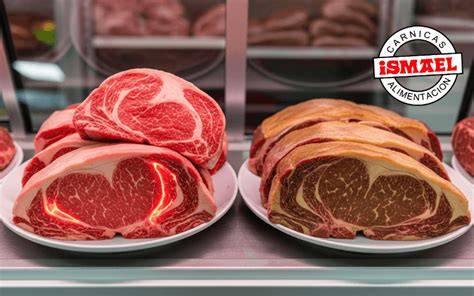 Infografía: Guía rápida para identificar carne fresca vs. carne dañada por color, olor y textura