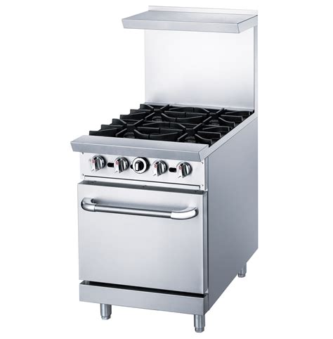 Diseño de una cocina profesional con 4 quemadores y horno