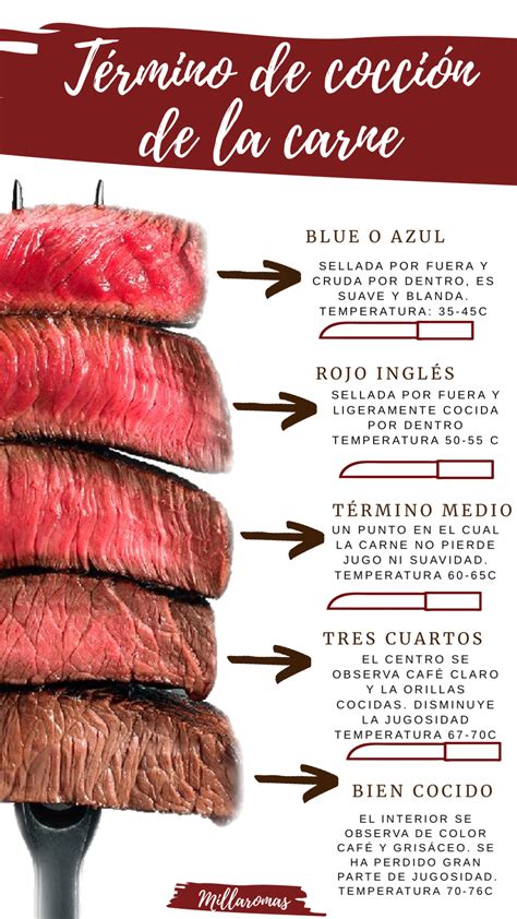 Infografía con tiempos de cocción de diferentes carnes