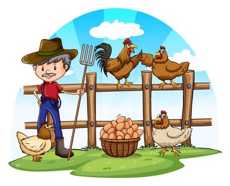 Ilustración de un pollero regalando patatas