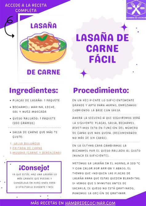 Infografía: Ingredientes básicos de una lasaña