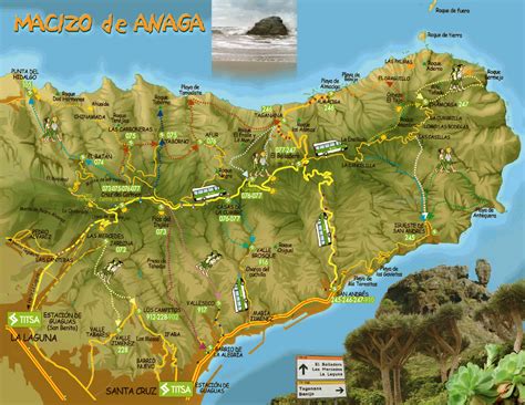 Mapa de rutas de senderismo en el Parque Rural de Anaga