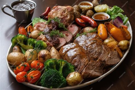 Variedad de verduras listas para servir junto a carne