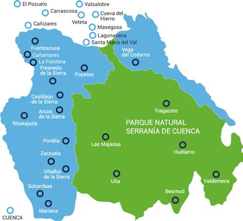 Mapa de la Serranía de Cuenca y sus alrededores