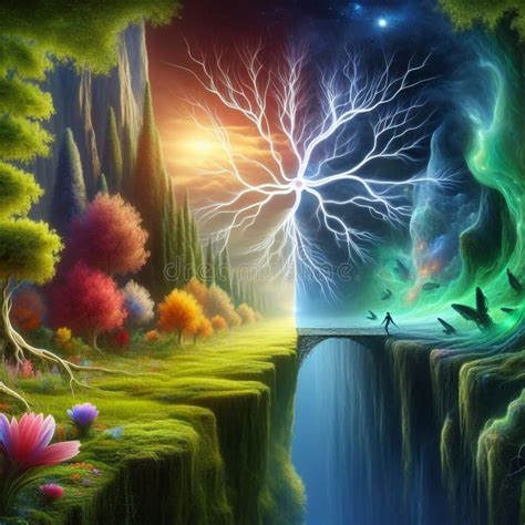 Arte conceptual que representa la dualidad de la vida, con elementos de luz y oscuridad