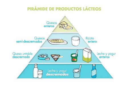 Pirámide alimenticia destacando la importancia de los lácteos