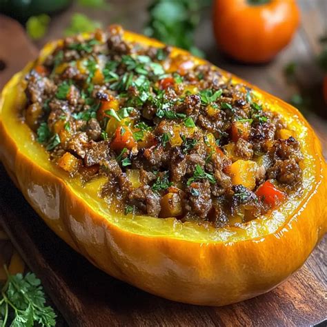 Calabaza rellena lista para servir