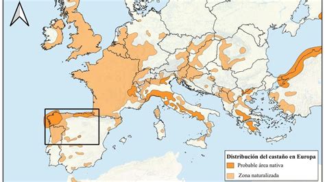 Mapa de distribución histórica de la espelta en Europa