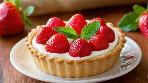 Ilustración de una tartaleta de fresas con nata