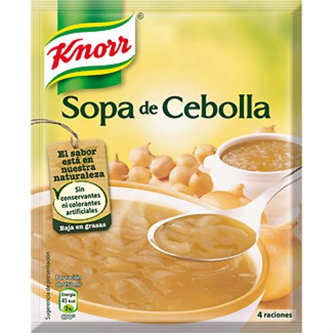 Ilustración de un sobre de sopa de cebolla Knorr