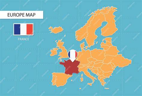 Mapa de Europa destacando Bélgica y Francia