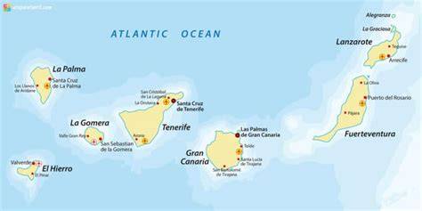 Mapa de las Islas Canarias con influencias culinarias
